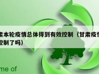 甘肃本轮疫情总体得到有效控制（甘肃疫情得到控制了吗）